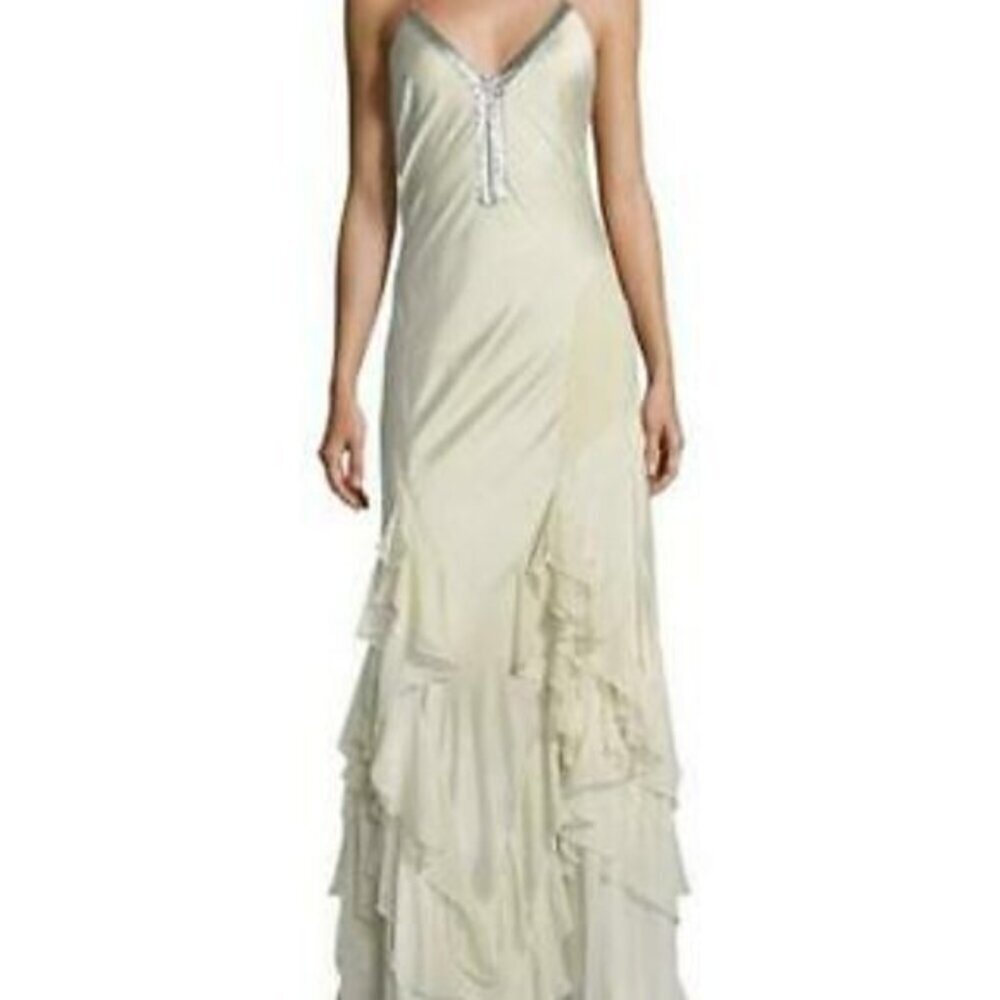 Haute Hippie Ivory Maxi Dress with Ruffle Detail - Picture 2 of 16